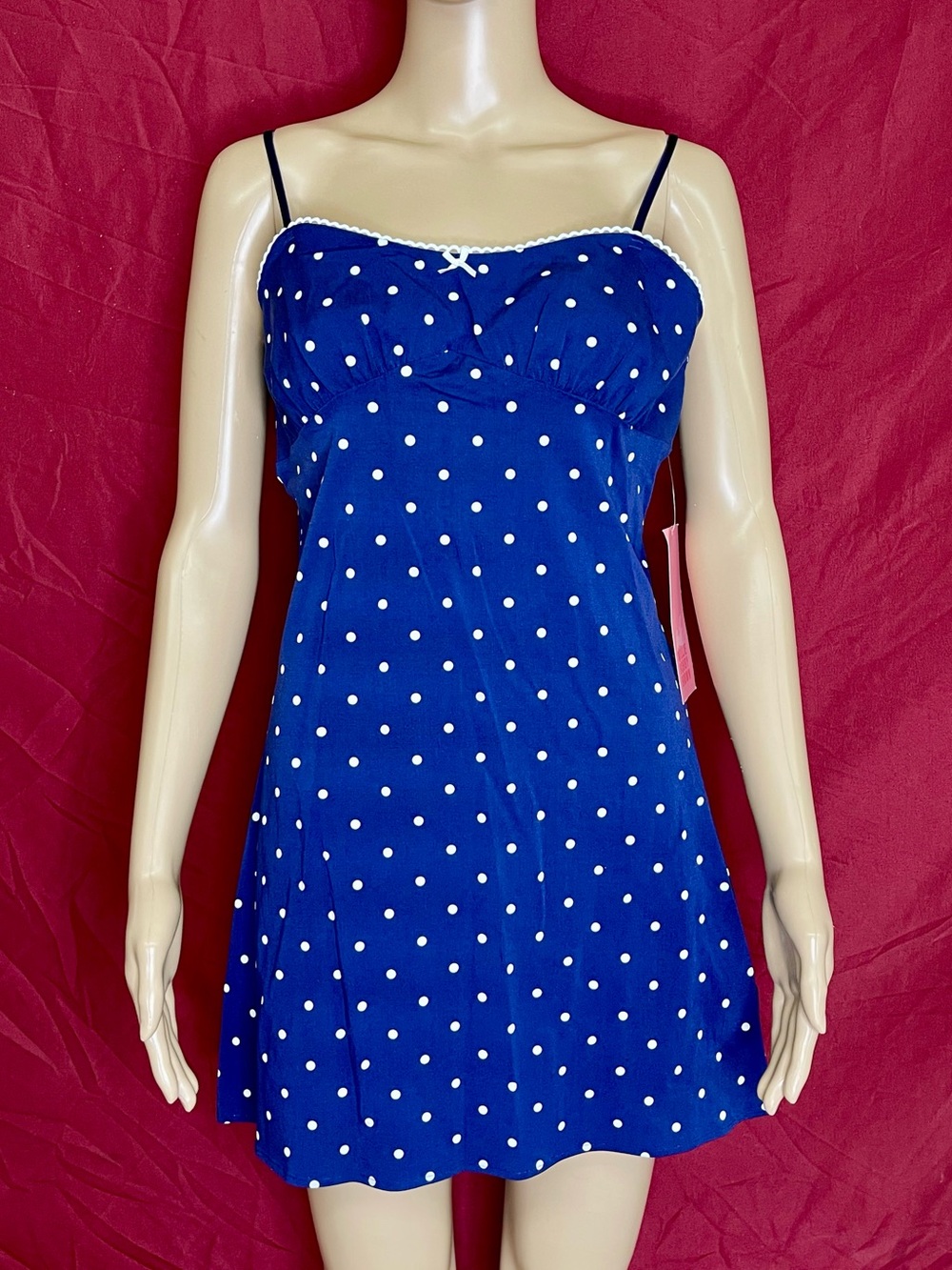 Mills by Millie Bobby Brown Blue Polka Dot Fitted Cami Dress Women’s Medium NWT